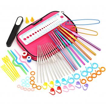 LIHAO Ganchillos Crochet Ganchillos Aluminio con Accesorios Ganchillos Kit
