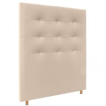 Cabecero Capitoné hasta el Suelo 8cm Tapizado en Tela y Polipiel Beige para Cama Dormitorio (ACUALINE)