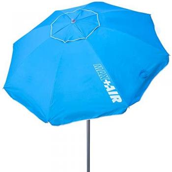 Sombrilla de Playa Antiviento Ultrarresistente 220 cm con Mástil Inclinable y Protección UV50, incluye bolsa de almacenamiento con asa de transporte
