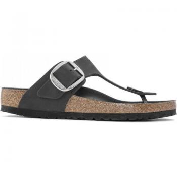 Sandalia mujer Birkenstock Gizeh negra con diseño de tira en forma de Y, plantilla anatómica de corcho-latex, suela de EVA ligera y flexible, cierre tipo hebilla ajustable, color negro