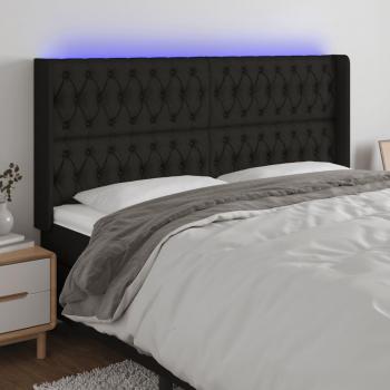 Cabecero LED negro 203x16x128 cm Tela con iluminación integrada