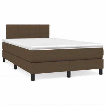 Cama box spring con colchón y luces LED marrón oscuro 120x190 cm