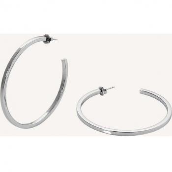 Pendientes de aro Essentials acabados de plata hilo cuadrado