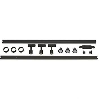Sistema de rieles monofásico SLV Puri 3 luces LED GU10 negro, incluye 2x1m de riel y bombillas LED de 4,3W