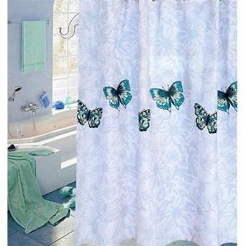 SUN-Romš¢ntica mariposa de polišŠster tela de ba?o ducha cortina conjunto con ganchos , 180*180cm