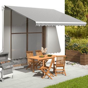 Toldo de lona 4x3 m con tela de repuesto en gris antracita y blanco, protección UV para terraza, patio y jardín