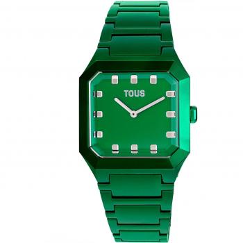 Tous - Reloj analógico de mujer Karat Squared con brazalete de aluminio verde, acero y aluminio, resistencia al agua 3 ATM