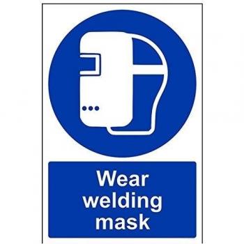 vsafety 41048 au-rdesgaste máscara de soldadura obligatorio EPI Sign, plástico rígido, vertical, 200 mm x 300 mm), color azul