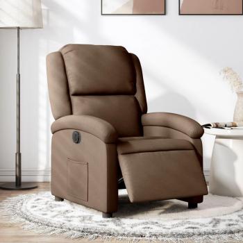 Sillón reclinable eléctrico de tela en colores Gris claro, Gris oscuro, Negro y Marrón - Sillón cómodo para dormitorio y relajación