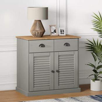 Aparador con cajones VIGO madera maciza pino gris 78x40x75 cm Mueble de Almacenaje de Salón, Buffet para salón, Armario Auxiliar, Armario de Almacenamiento