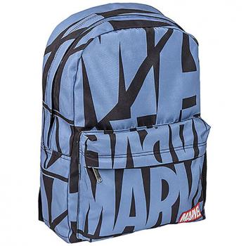 Mochila Casual Marvel Logo All Over Print Azul - 32x12x42 cm - Fabricada en Poliéster - Estampado con Motivos de Marvel - Producto Original