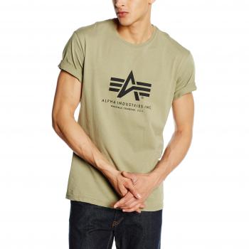 Alpha Industries Basic T-Shirt for Men - Olive Green, Short Sleeve, Size M