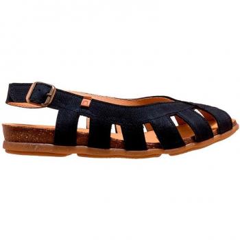 Sandalias de Piel N5213 Stella negro - Sandalias planas de mujer en piel color negro con diseño elegante