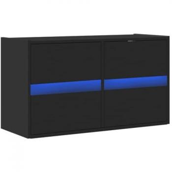 Mueble de TV de pared con luces LED negro 80x31x45 cm, Mueble de TV suspendido, Mueble de TV montado en la Pared, Soporte de TV Flotante
