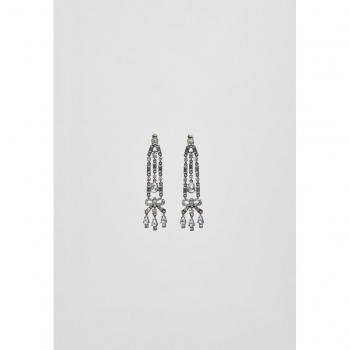 Rhinestone Cascade Earrings - Grey OS