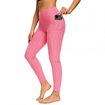 CLEMARS Push Up Leggings para Mujer con Bolsillo, Leggins Mujer Deporte con Bolsillo Alta Mujer Malla Celular Panta