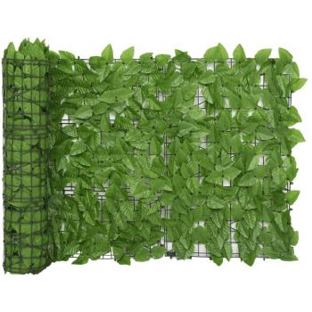 vidaXL Balcony Screen with Green Leaves 300x75 cm