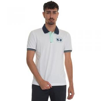 La Martina Classic Cotton Pique Polo Shirt for Men in Optic White, Size XL