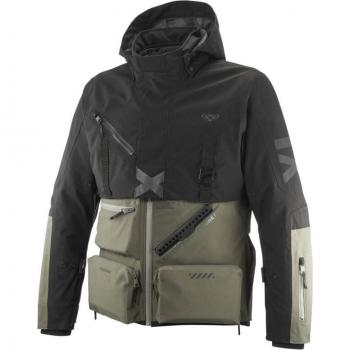 Ixon Chaqueta de Moto Etna Caqui-Negro, chaqueta textil impermeable para motocicleta, color caqui-negro