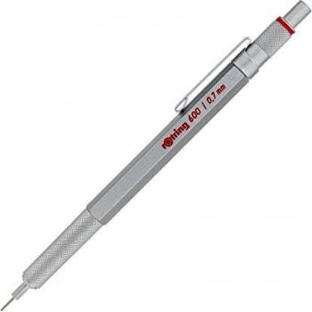 rOtring 600 Mechanical Pencil | 0.7 mm | Silver All-Metal Body Propelling Pencil | Non-Slip Knurled Grip