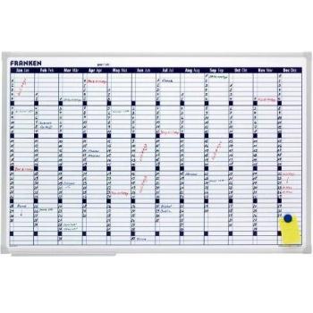 Calendario Anual Magnético FRANKEN X-tra!Line 900 x 600 mm con Cuadrícula Diaria de 58 x 14 mm, Marcador Secado en Seco, Kit de Accesorios y Montaje en