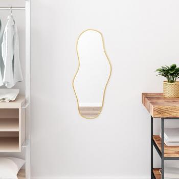 Espejo de Pared Dorado Colgante 70x30 cm para Dormitorio, Tocador y Salón, Decoración en Color Dorado, Negro y Plateado