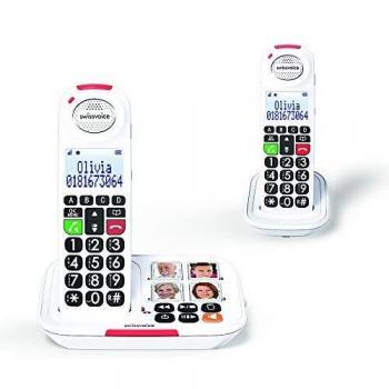 Swissvoice Xtra 2155 Duo Schnurloses teléfono para Personas Mayores Manos Libres, Foto-Tasten, contestador automático