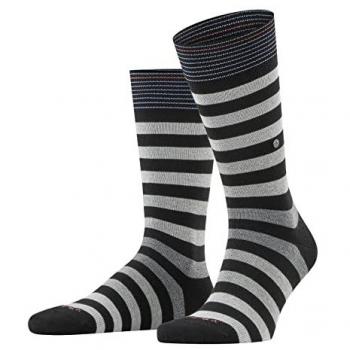 Burlington Men's Blackpool Multi Striped Cotton Socks, Black, Size 40-46 (6.5-11), Eco-friendly