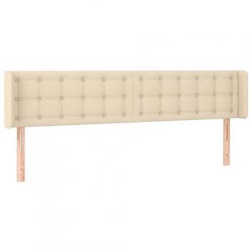 Cabecero con LED de tela crema 183x16x78/88 cm