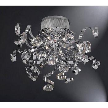 Plafón Kurlz 9 bombillas G4 cromo pulido y cristal, no compatible con LED/CFL
