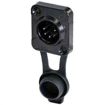 Conector XLR de 5 pines, IP65, con enchufe incorporado, carcasa cromada negra