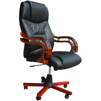 Silla de Oficina Ejecutiva de Cuero Negra VidaXL con diseño ergonómico, ajuste de altura, reposabrazos acolchados y base giratoria