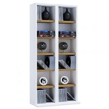 Estante de Madera para CD y DVD Milano - Capacidad para 204 CDs, 72 DVDs o 40 Videos - Medidas: H. 92 x B. 42 x T. 20 cm - Elegante Diseño en Blanco