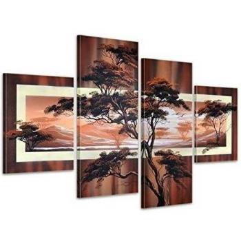 African Savannah M3 440 - 4 Imagenes, aprox. 120x80, cuadros en lienzo, completamente pintado a mano