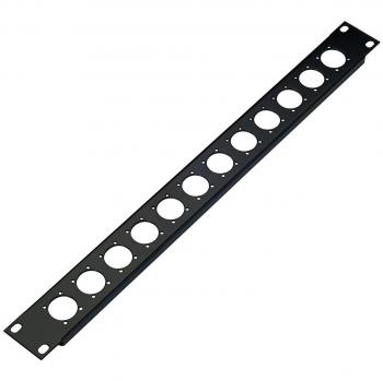 K&M 28312 Black 1U Rack Panel with 12 XLR Connectors