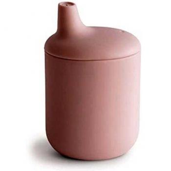 Taza de Aprendizaje Antiderrame de Silicona Rosa Viejo Mushie +6M