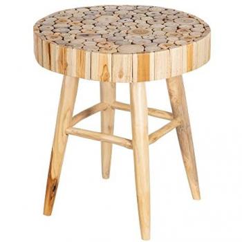 Mesa auxiliar de madera de teca natural 50 x 50 x 55 cm