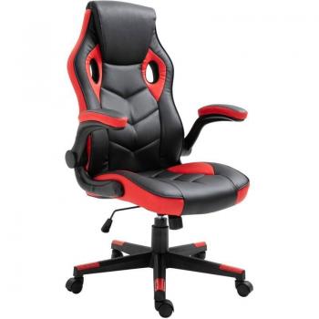 Sillón de oficina ergonómico gaming ajustable giratorio rojo/negro BUR10399