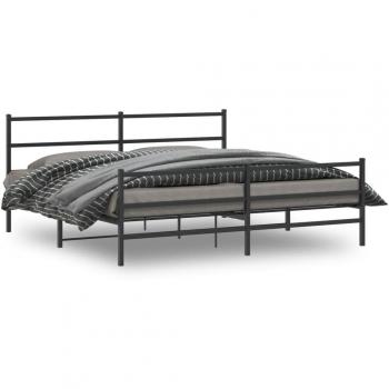 Cama Estructura Metal Negro con Cabecero y Pediera 183x213 cm