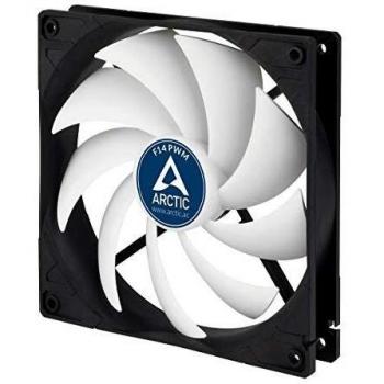 ARCTIC F14 Series PWM – 140 mm Ventilador de Caja para CPU con PWM Sharing Technology, Motor Trifásico Muy Silencioso, Computadora, 200-1350 RPM – Negro/Blanco