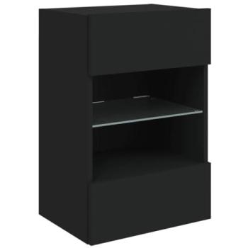 Mueble TV de pared multimedia con luces LED RGB 40 x 30 x 60,5 cm negro