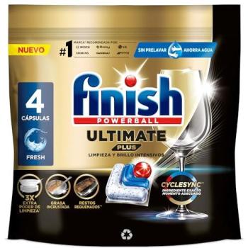 Pastillas para Lavavajillas Finish Powerball Ultimate Plus 4 en 1, Limpieza y Brillo Intensivos, Protección y Cuidado del Vajilla