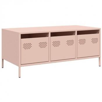 Mesa de centro acero laminado en frío rosa 101,5x50x43,5 cm