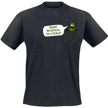 Rick & Morty camiseta para hombre Pickle Rick Pocket Big Reveal Cotton Grey - XXL