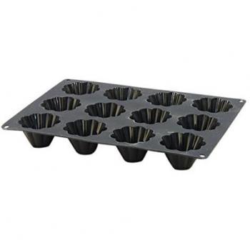 Moule de Silicona Pro para 12 Briochettes Rojo con Asas - 34,5 x 23,2 x 4 cm