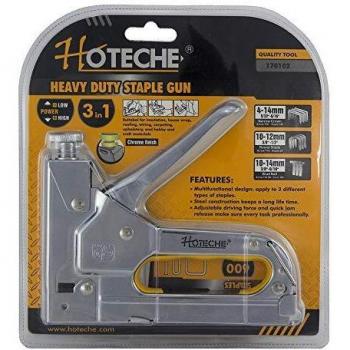 Hoteche 170102 Grapadora Manual 3 En 1, Cromado, 16 cm