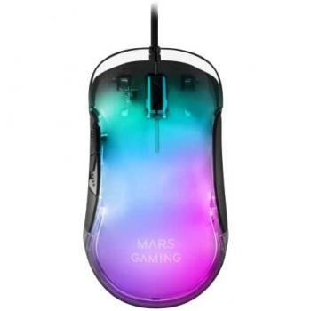 Mars Gaming MMGLOW, Ratón Gaming RGB Chroma-Glow, Acabado Espejo, Ultraligero, 12800 DPI, Negro