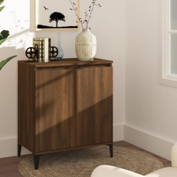 Aparador de madera contrachapada moderno 60x35x70 cm en roble marrón, mueble de almacenaje para salón, buffet y armario auxiliar