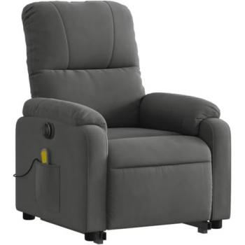 Sillón masaje eléctrico reclinable elevable tela gris oscuro