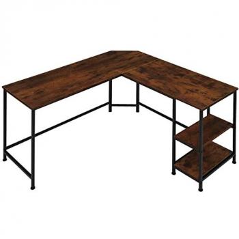 Escritorio Hamilton 138 x 138 x 75,5 cm | Tableros de MDF veteado con revestimiento protector de melamina | Estructura de acero estable y firme con recubrimiento en polvo | Dos compartimentos